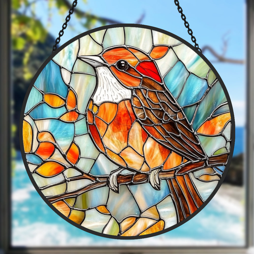 Bird Sun Catcher Decoration Stained Glass Window Hanging