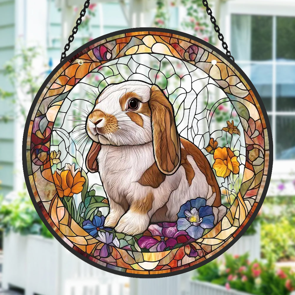 Bunny Sun Catcher Decoration Stained Glass Window Hanging