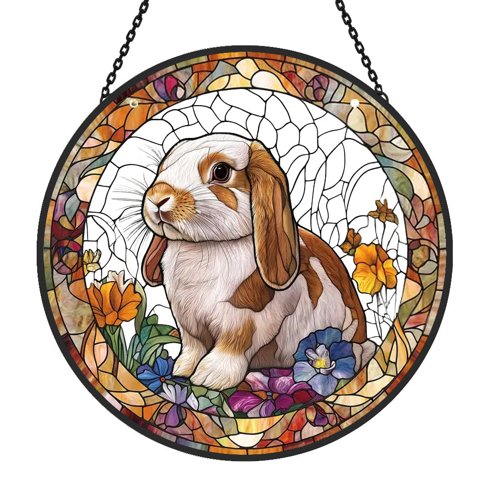 Bunny Sun Catcher Decoration Stained Glass Window Hanging