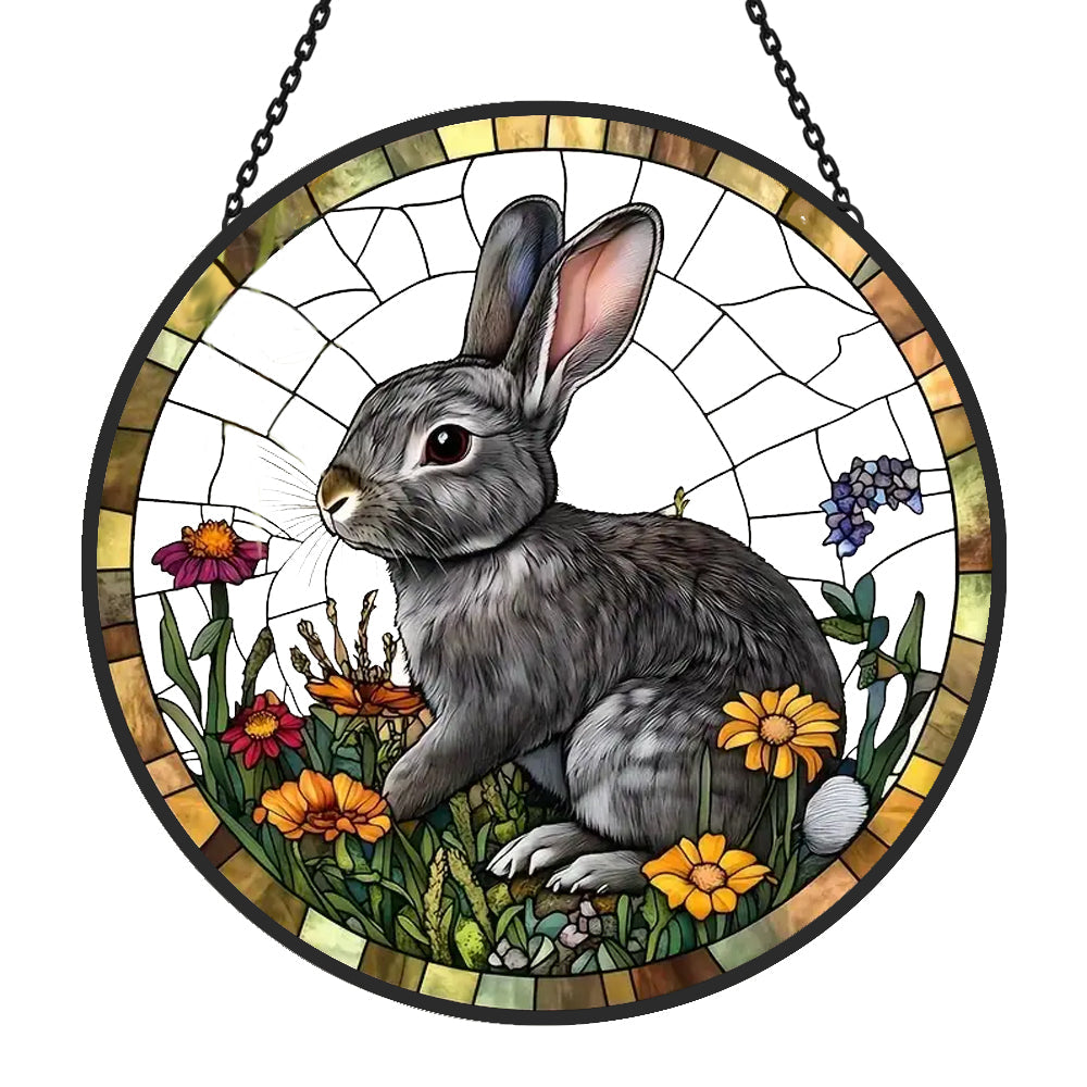 Bunny Sun Catcher Decoration Stained Glass Window Hanging
