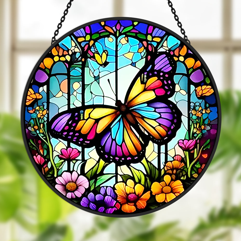 Butterfly Sun Catcher Decoration Stained Glass Window Hanging