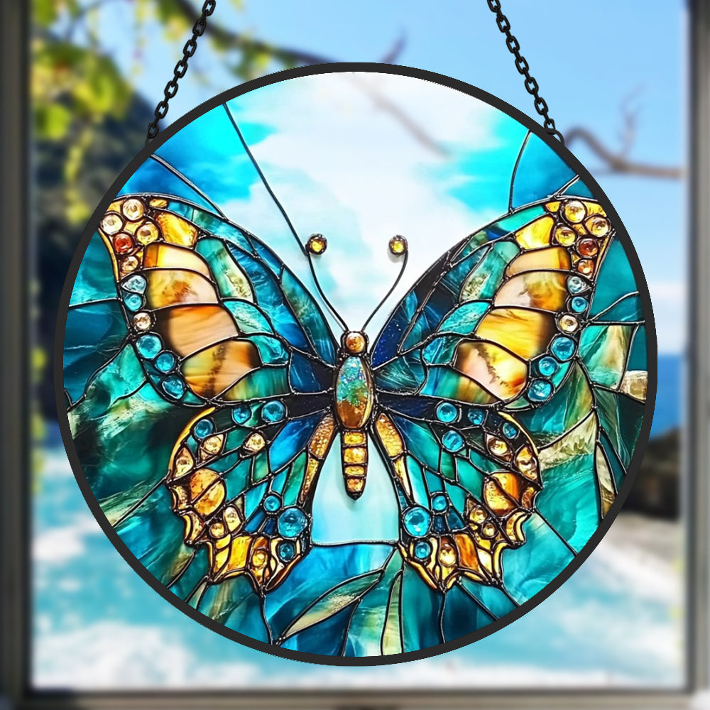 Butterfly Sun Catcher Decoration Stained Glass Window Hanging