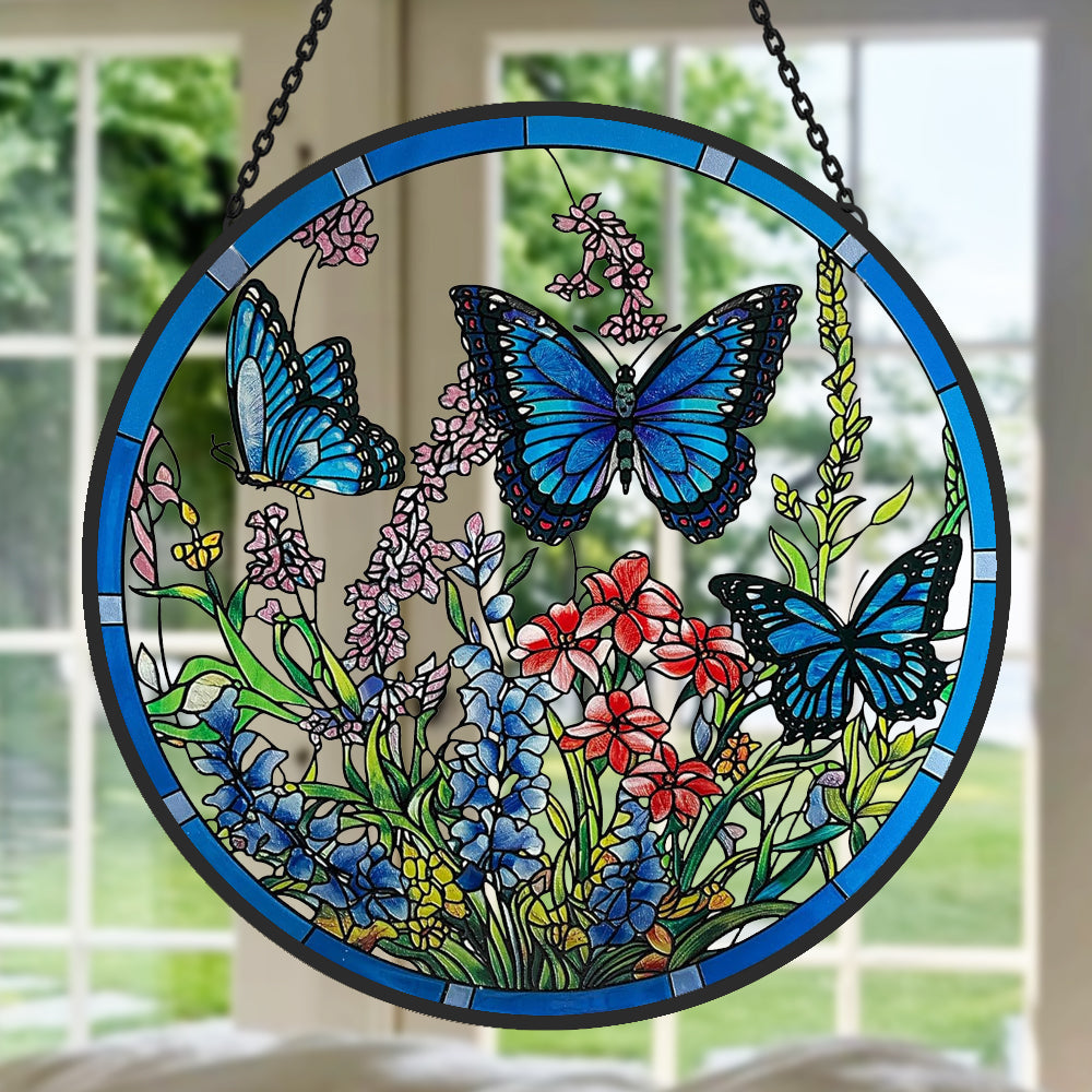 Butterfly Sun Catcher Decoration Stained Glass Window Hanging