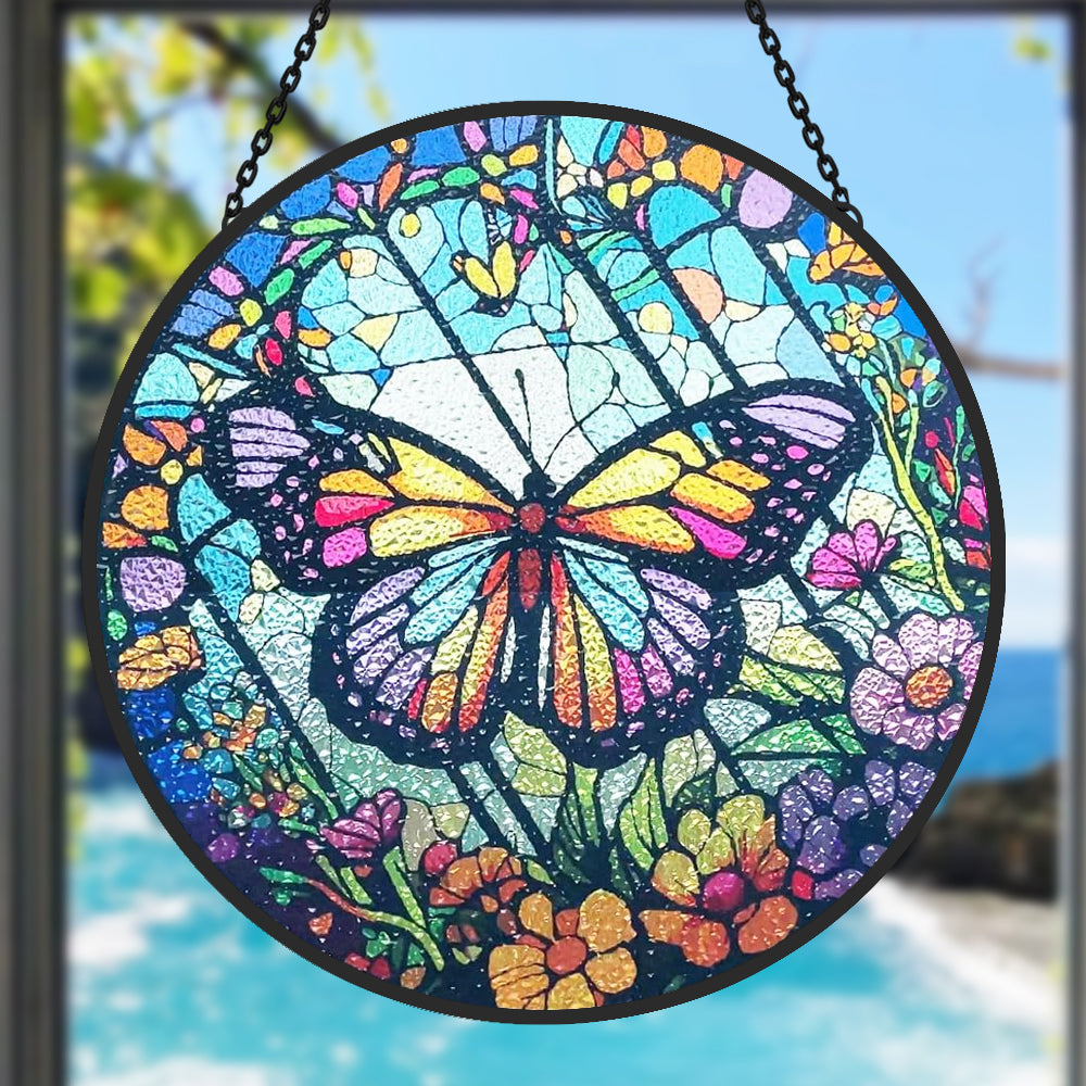 Butterfly Sun Catcher Decoration Stained Glass Window Hanging