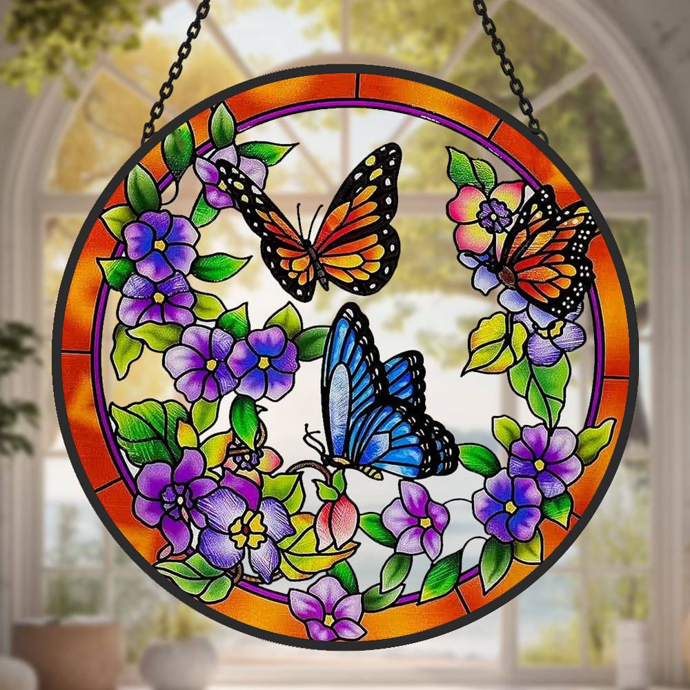 Butterfly Sun Catcher Decoration Stained Glass Window Hanging