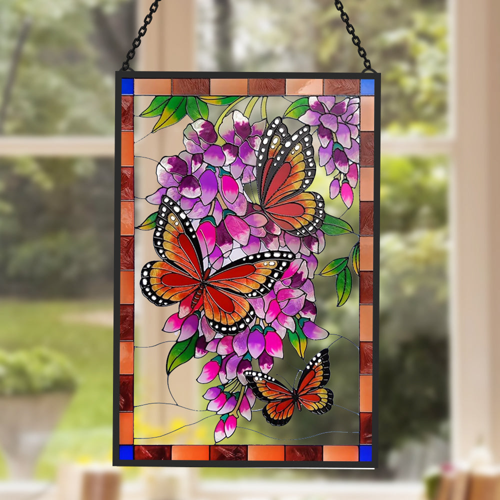 Butterfly Sun Catcher Decoration Stained Glass Window Hanging