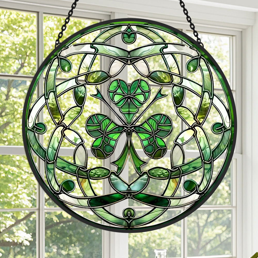 Celtic Knot Clover Sun Catcher Decoration Stained Glass Window Hanging