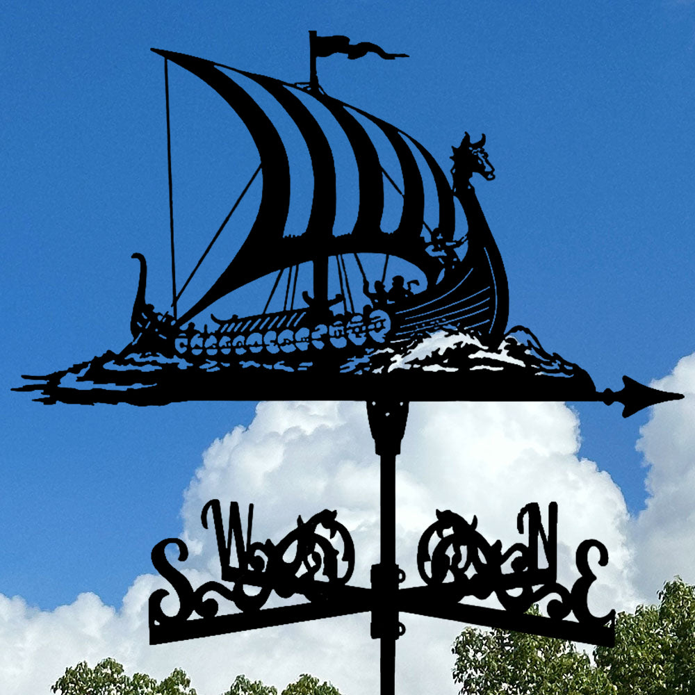 Viking Battle Ship Stainless Steel Weathervane