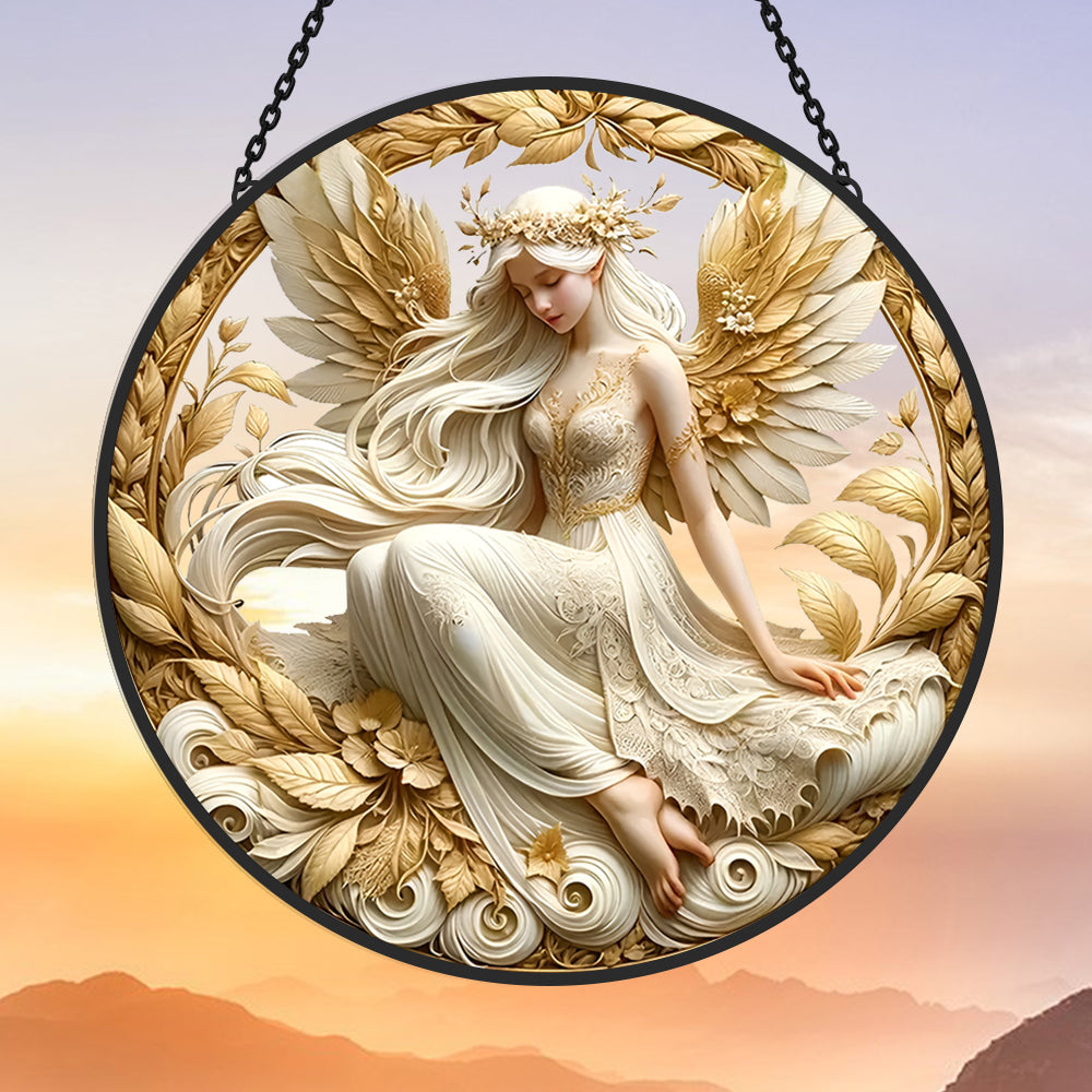 Diwali Angel Sun Catcher Decoration Stained Glass Window Hanging