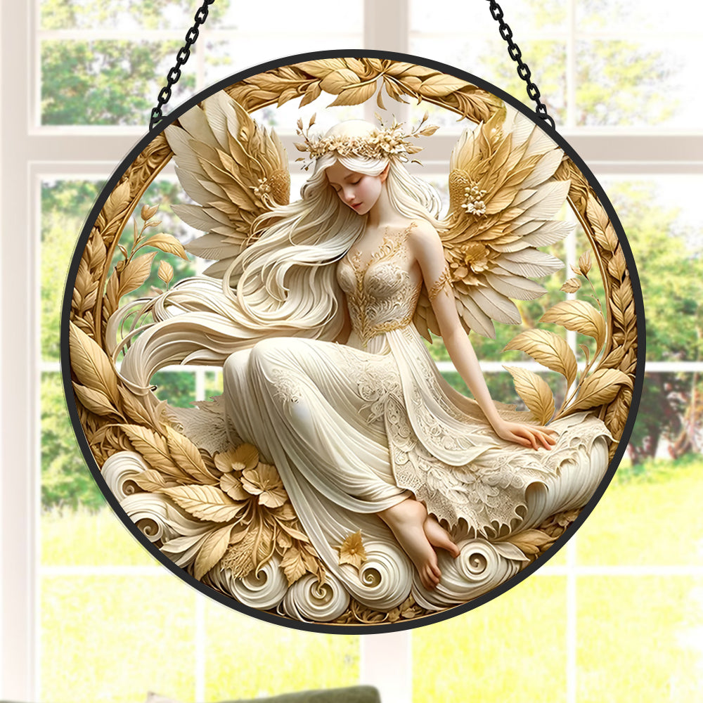 Diwali Angel Sun Catcher Decoration Stained Glass Window Hanging
