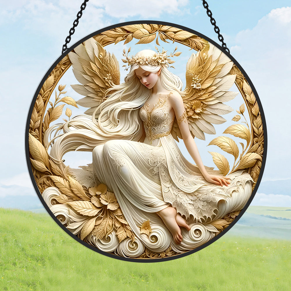 Diwali Angel Sun Catcher Decoration Stained Glass Window Hanging