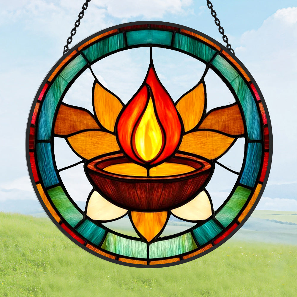 Diwali-Inspired Sun Catcher Decoration Stained Glass Window Hanging