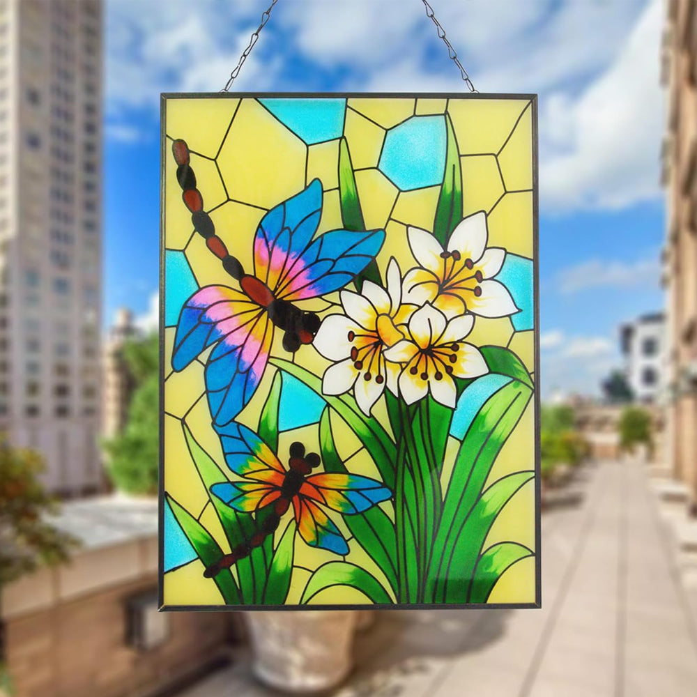 Dragonfly Sun Catcher Decoration Stained Glass Window Hanging
