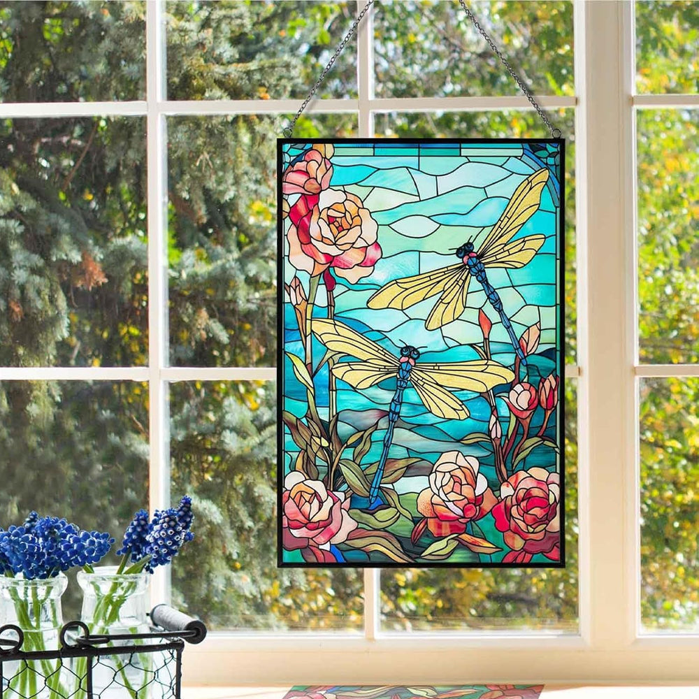 Dragonfly Sun Catcher Decoration Stained Glass Window Hanging