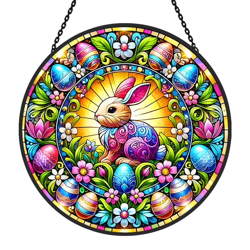 Easter Bunny Sun Catcher Decoration Stained Glass Window Hanging
