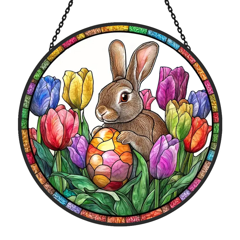 Easter Bunny Sun Catcher Decoration Stained Glass Window Hanging