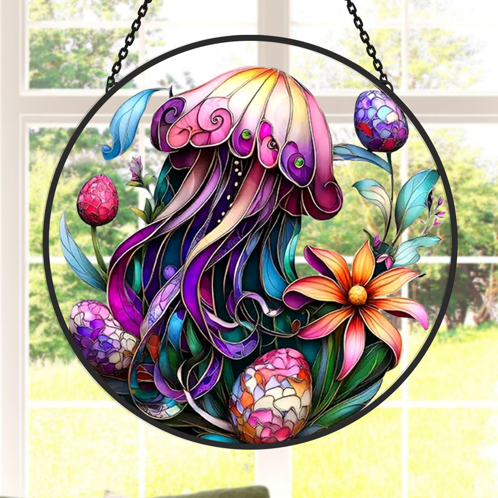 Easter Egg and Jellyfish Sun Catcher Decoration Stained Glass Window Hanging