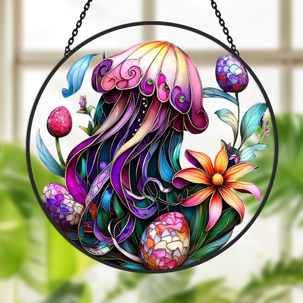 Easter Egg and Jellyfish Sun Catcher Decoration Stained Glass Window Hanging