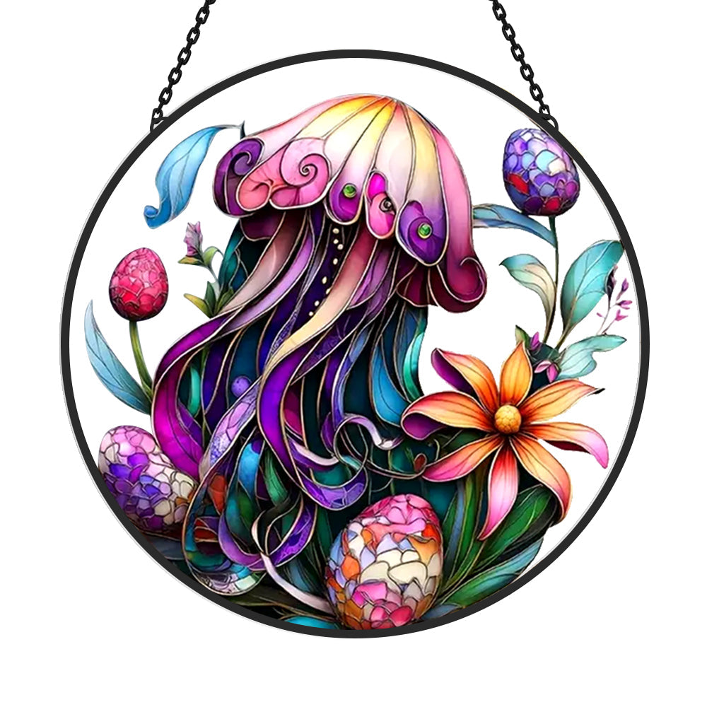 Easter Egg and Jellyfish Sun Catcher Decoration Stained Glass Window Hanging