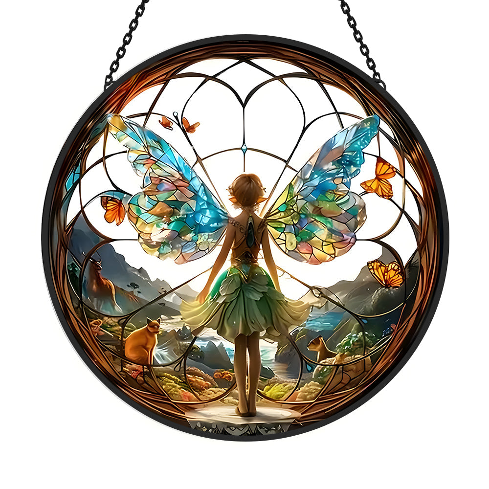 Enchanted Forest Sun Catcher Decoration Stained Glass Window Hanging