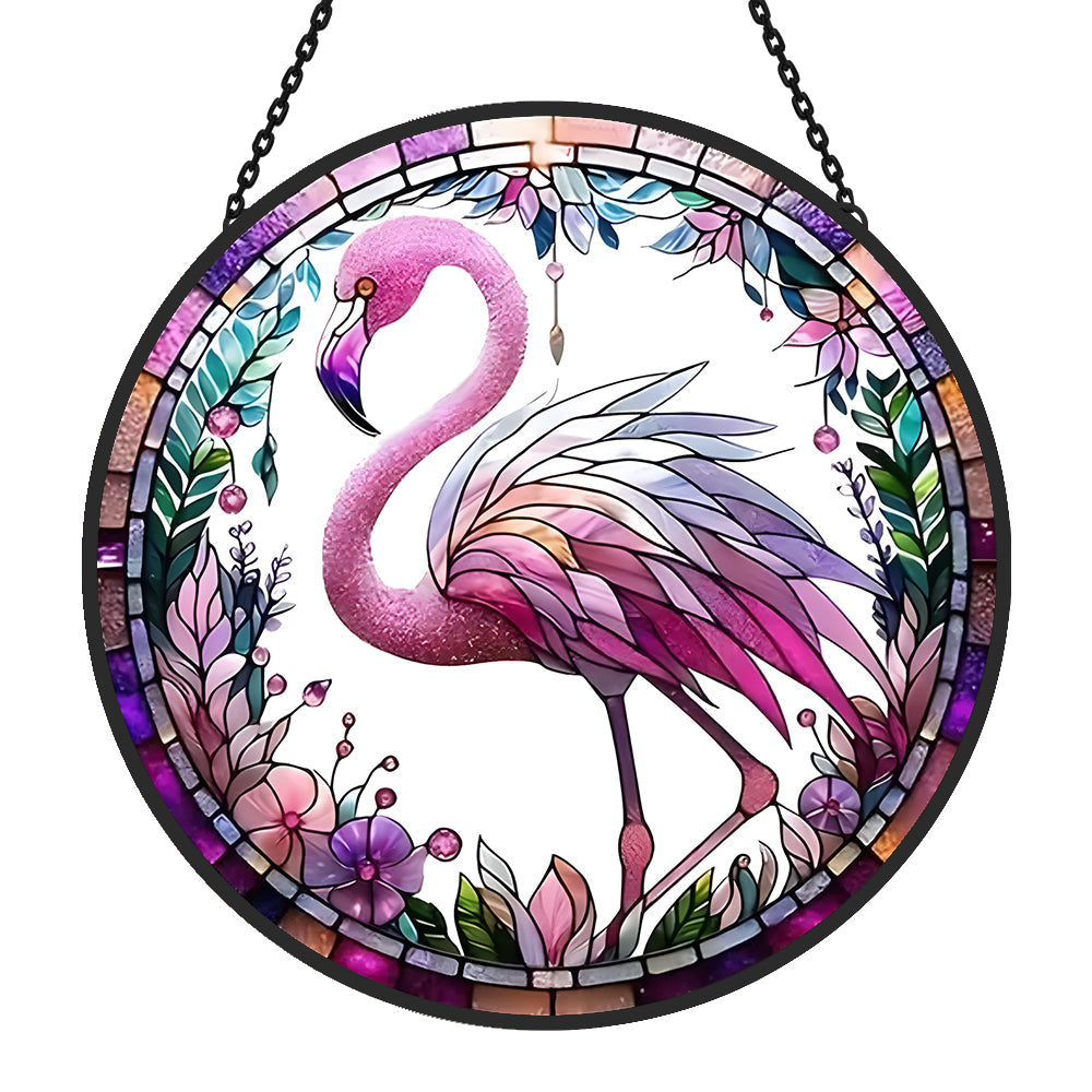Flamingo Sun Catcher Decoration Stained Glass Window Hanging