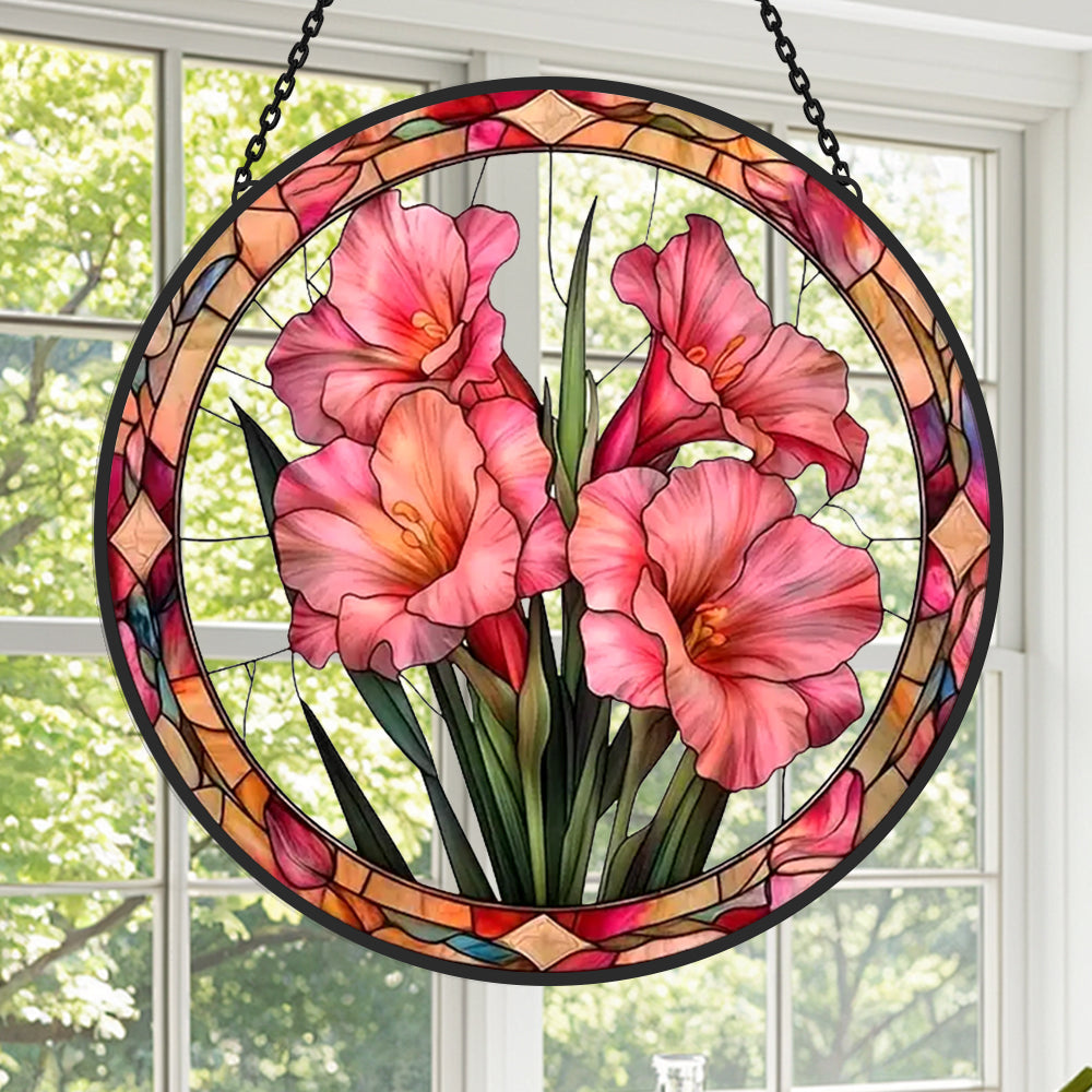 Flower Sun Catcher Decoration Stained Glass Window Hanging