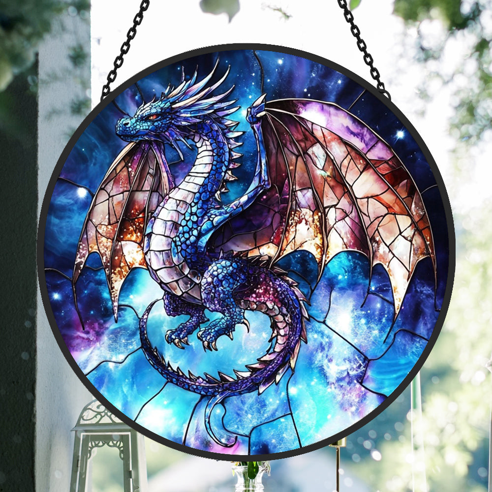 Flying Dragon Sun Catcher Decoration Stained Glass Window Hanging
