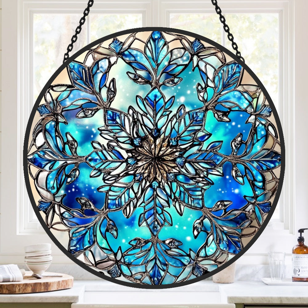 Gorgeous Snowflake Sun Catcher Decoration Stained Glass Window Hanging