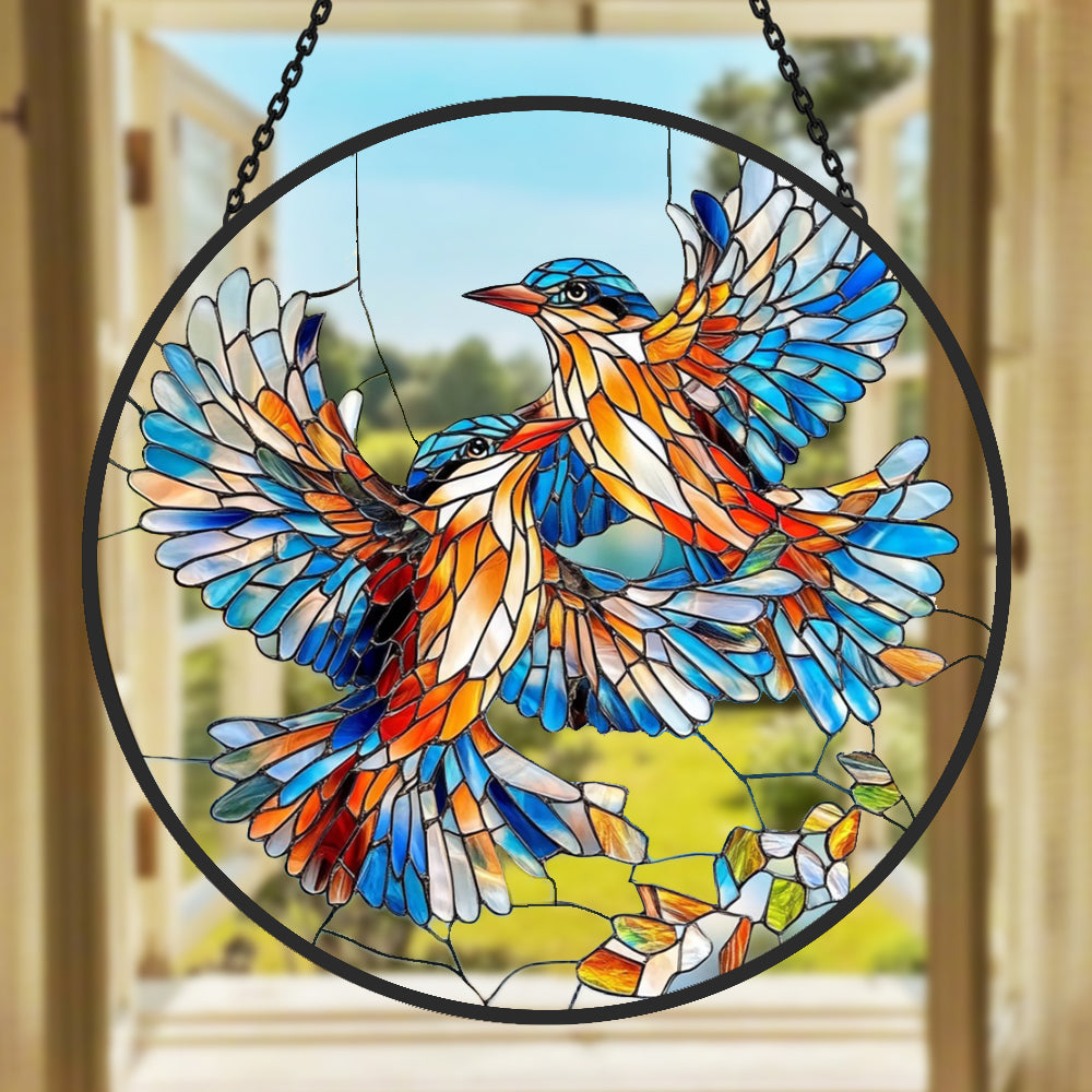 Hummingbird Sun Catcher Decoration Stained Glass Window Hanging