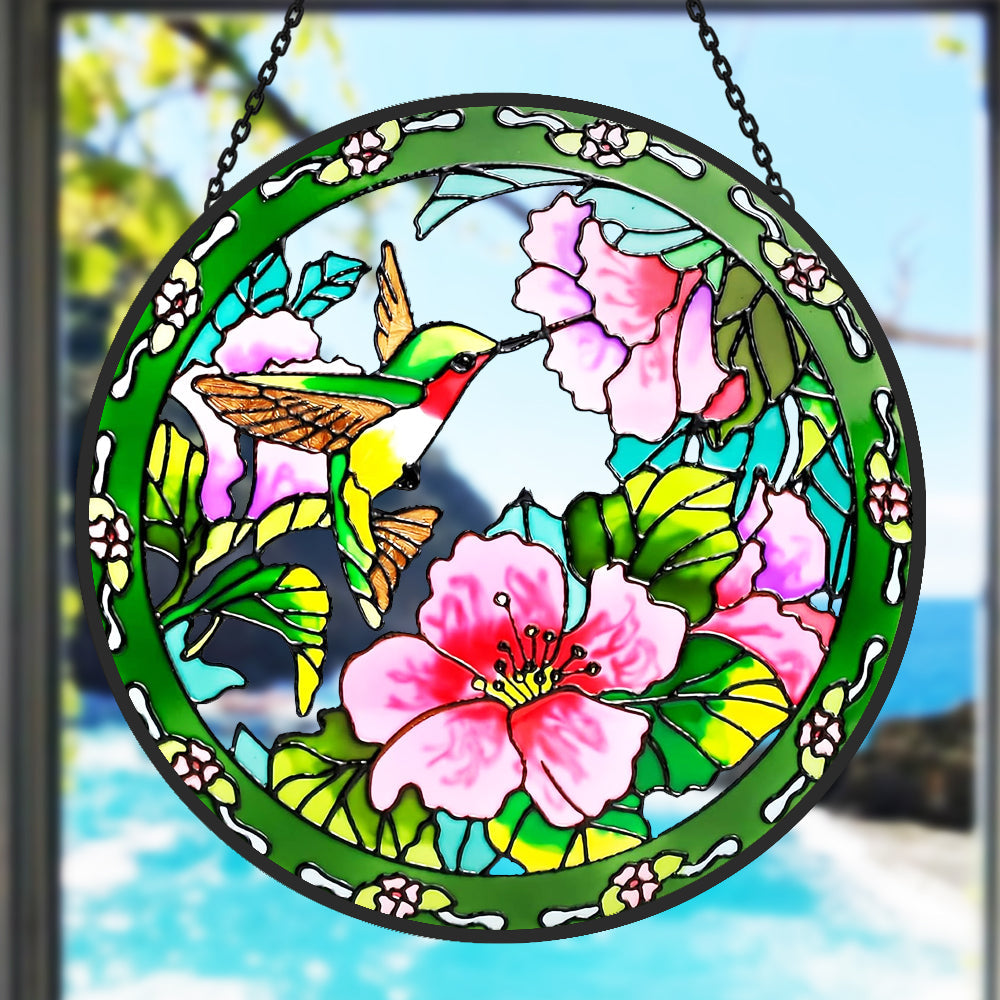 Hummingbird Sun Catcher Decoration Stained Glass Window Hanging
