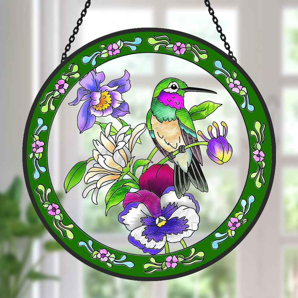 Hummingbird Sun Catcher Decoration Stained Glass Window Hanging