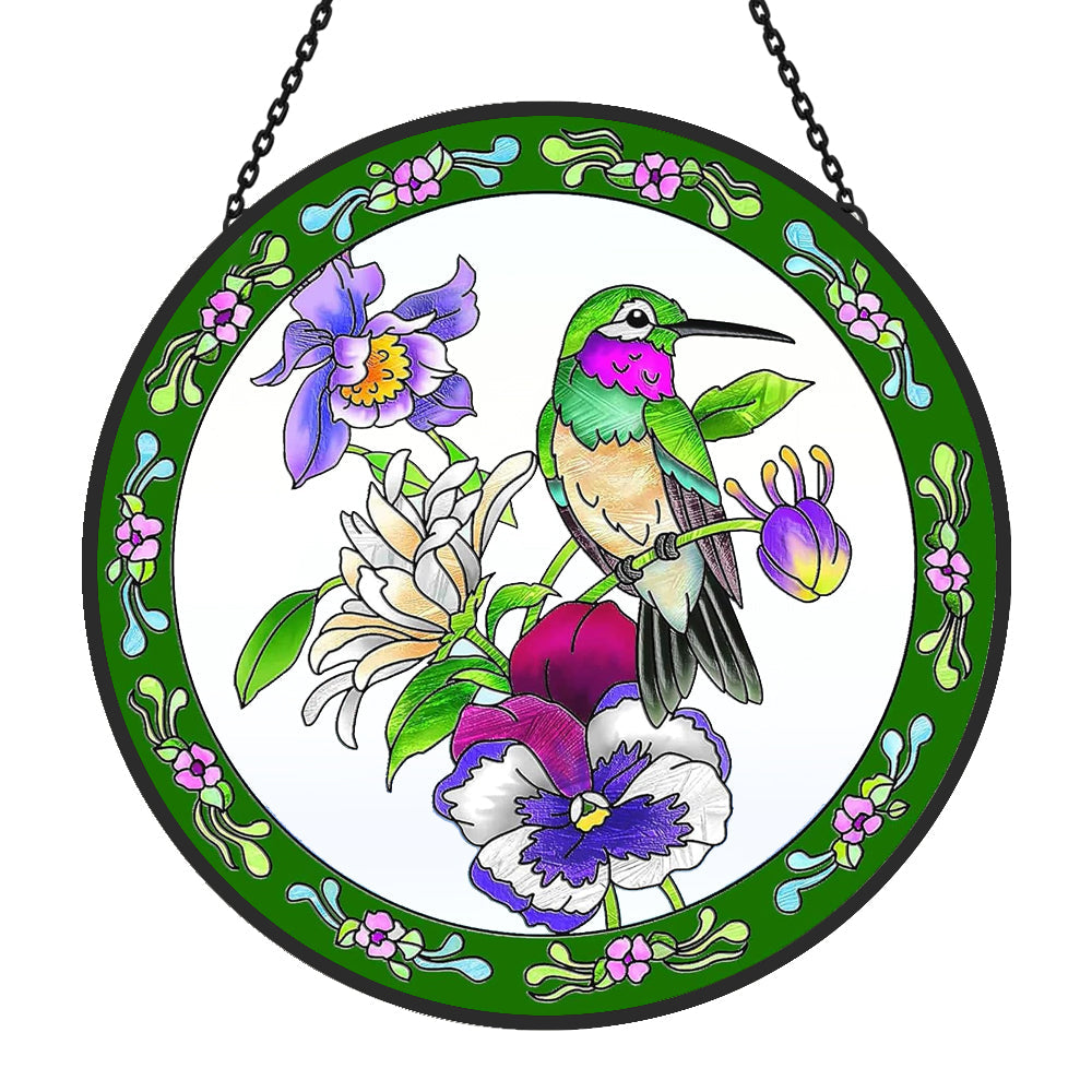 Hummingbird Sun Catcher Decoration Stained Glass Window Hanging