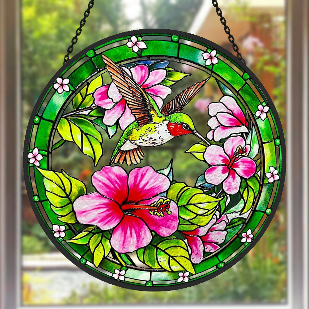 Hummingbird Sun Catcher Decoration Stained Glass Window Hanging