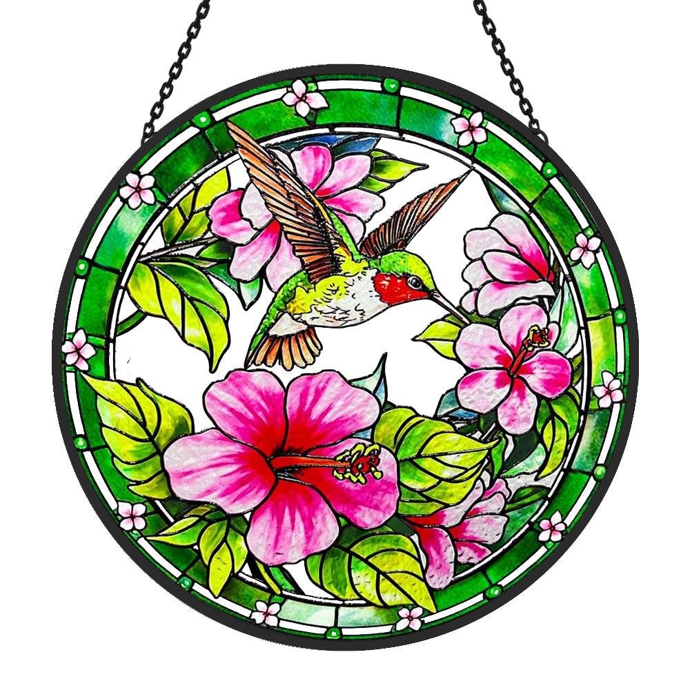 Hummingbird Sun Catcher Decoration Stained Glass Window Hanging