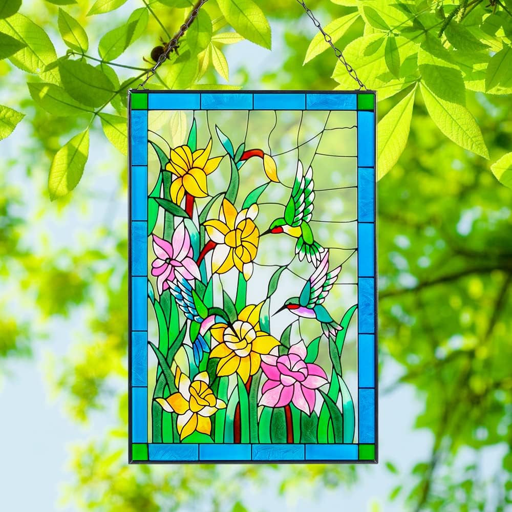 Hummingbird Sun Catcher Decoration Stained Glass Window Hanging