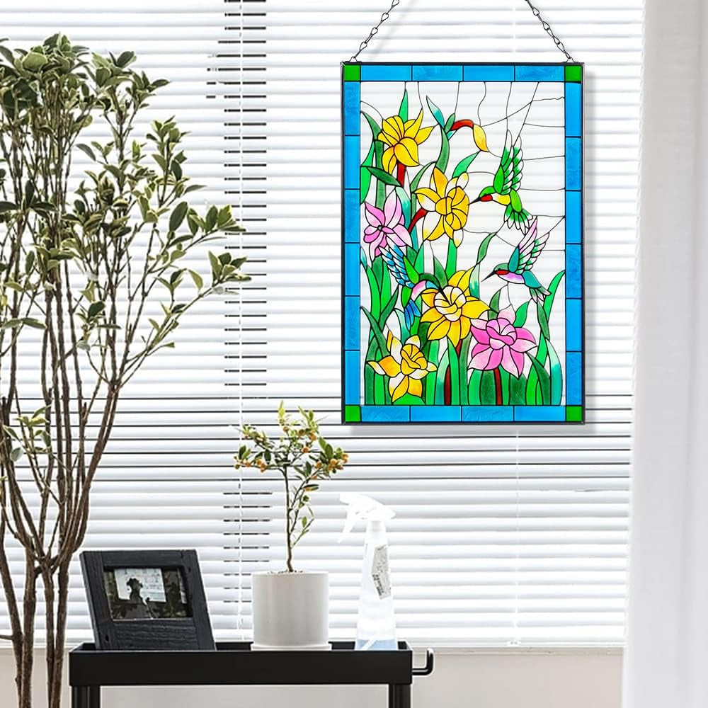 Hummingbird Sun Catcher Decoration Stained Glass Window Hanging