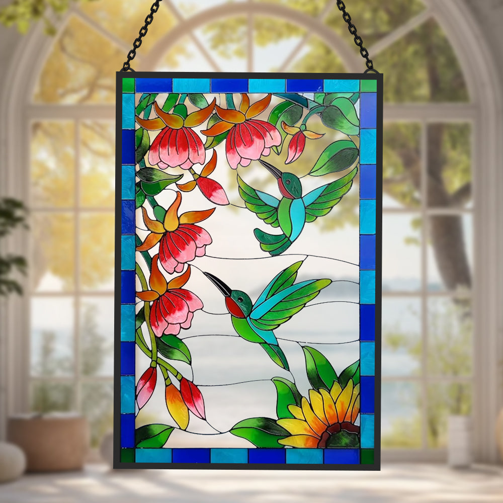 Hummingbird Sun Catcher Decoration Stained Glass Window Hanging