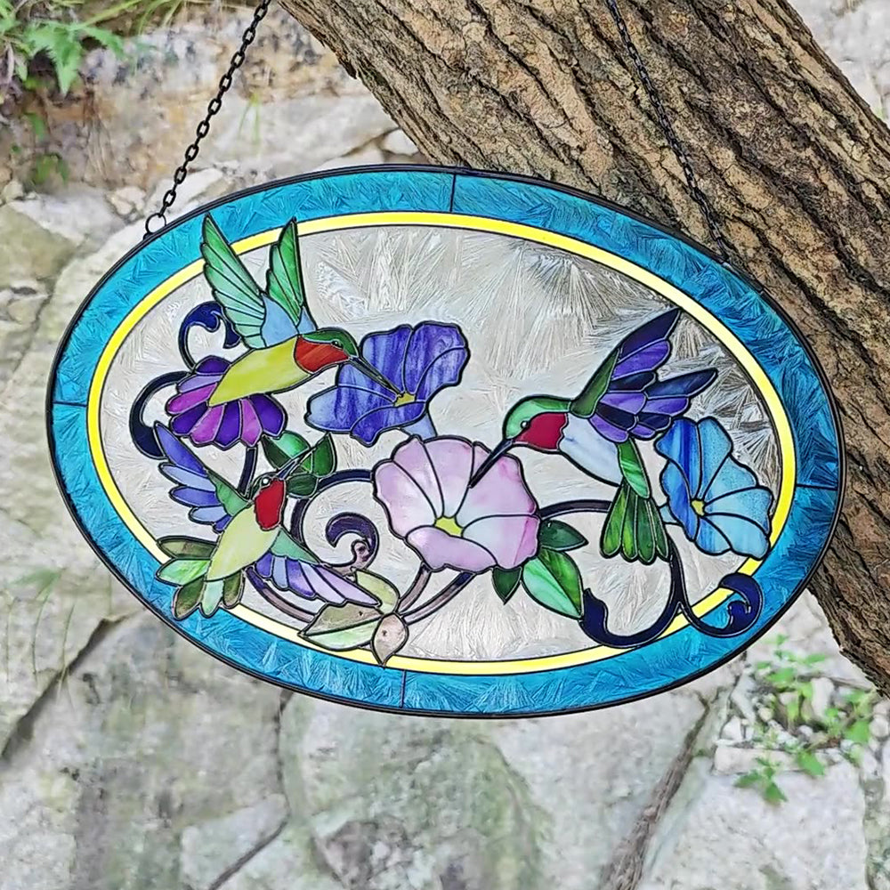 Hummingbird Sun Catcher Decoration Stained Glass Window Hanging