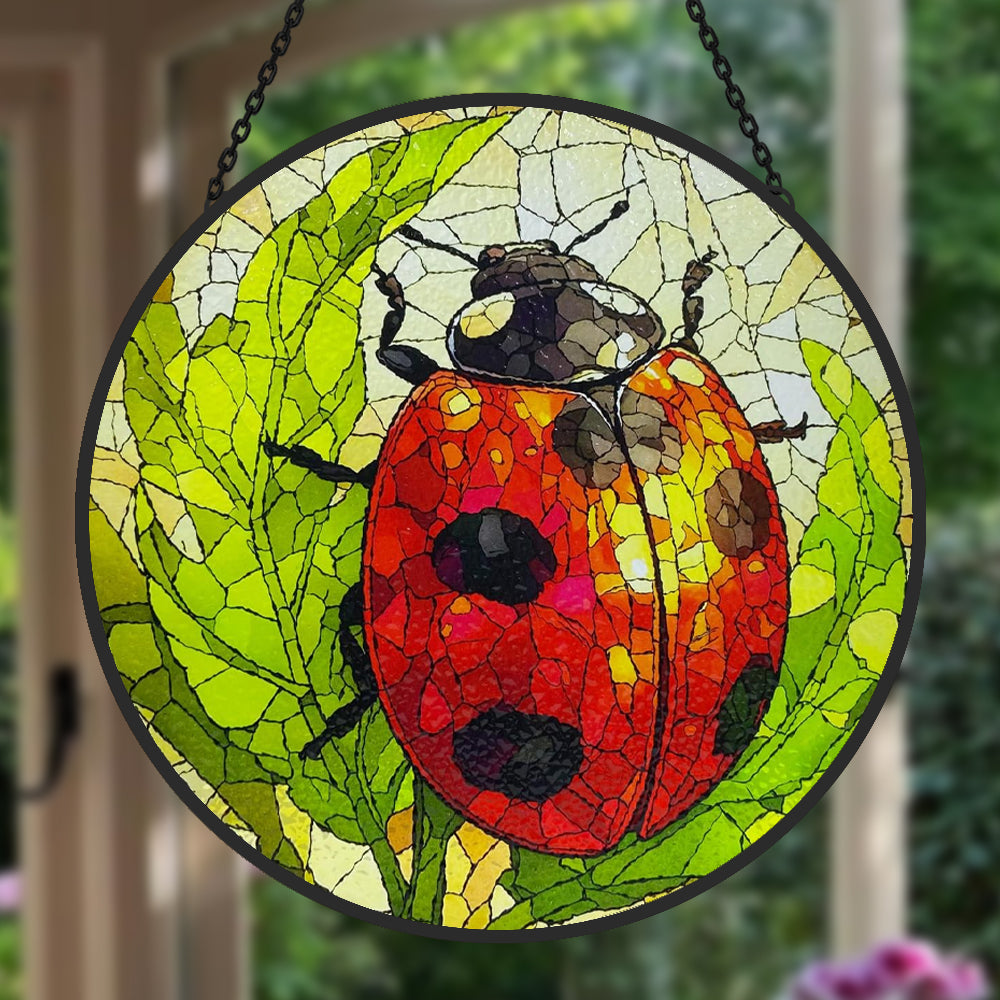 Ladybug Sun Catcher Decoration Stained Glass Window Hanging