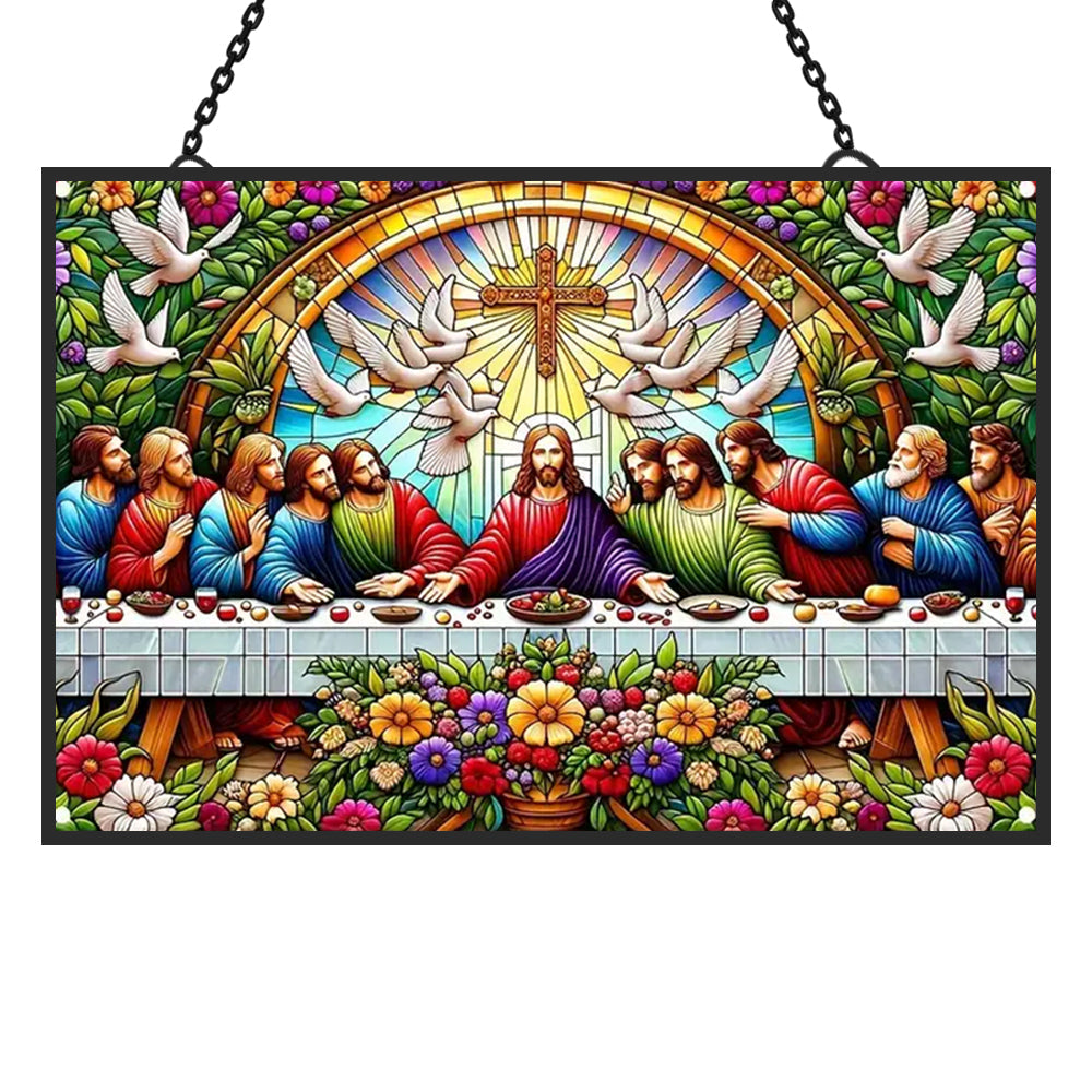Last Supper Sun Catcher Decoration Stained Glass Window Hanging