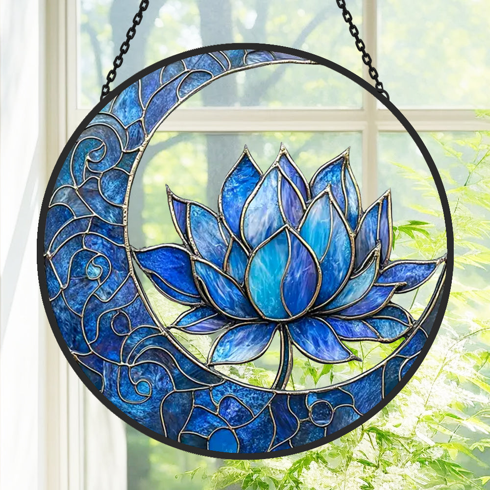 Lotus Flower Sun Catcher Decoration Stained Glass Window Hanging