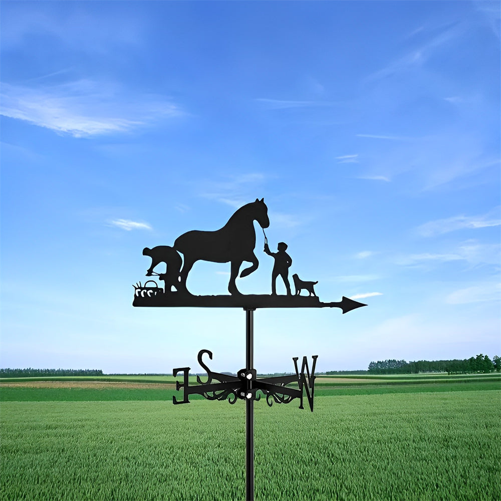 Man and Horse Stainless Steel Weathervane