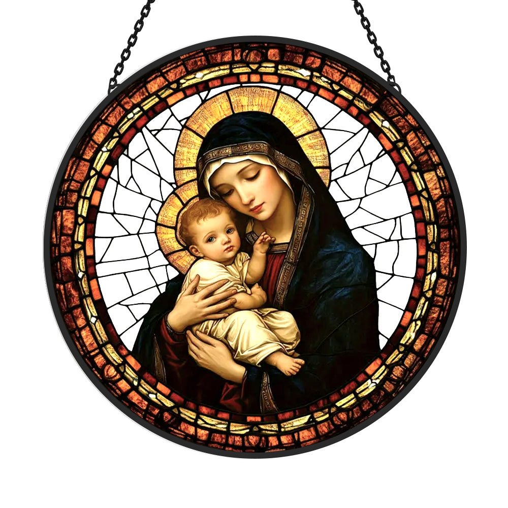 Maria Sun Catcher Decoration Stained Glass Window Hanging
