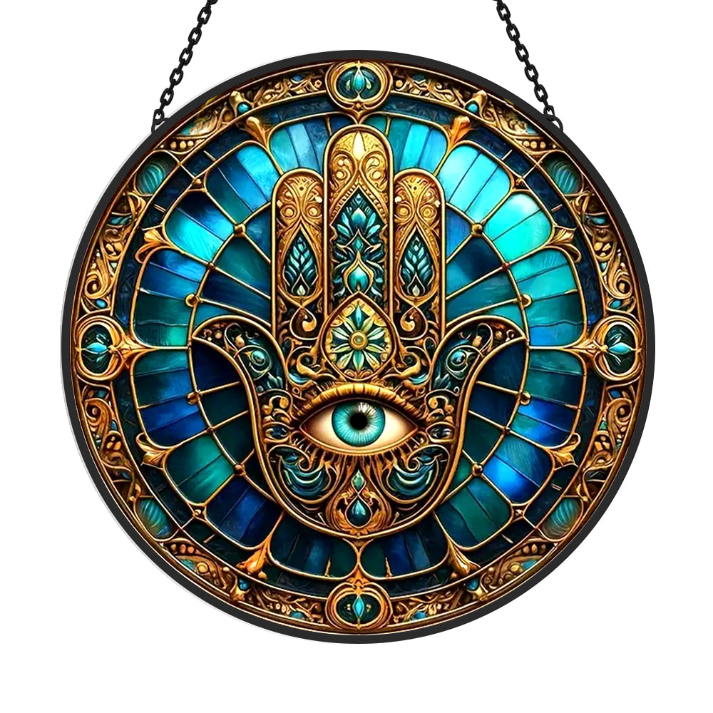 Mystical Wiccan Amulet Sun Catcher Decoration Stained Glass Window Hanging