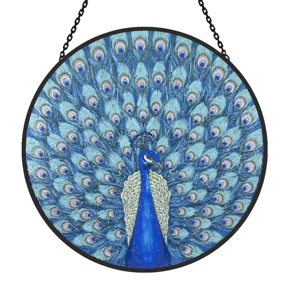 Peacock Sun Catcher Decoration Stained Glass Window Hanging