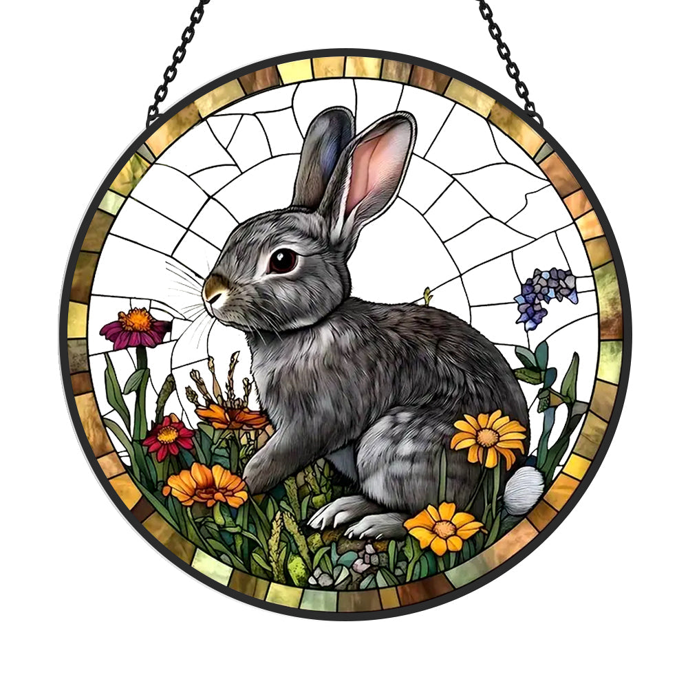 Rabbit Sun Catcher Decoration Stained Glass Window Hanging