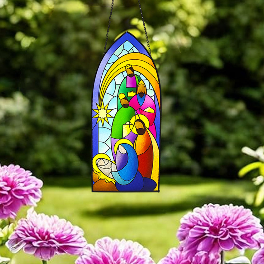 Religion Sun Catcher Decoration Stained Glass Window Hanging