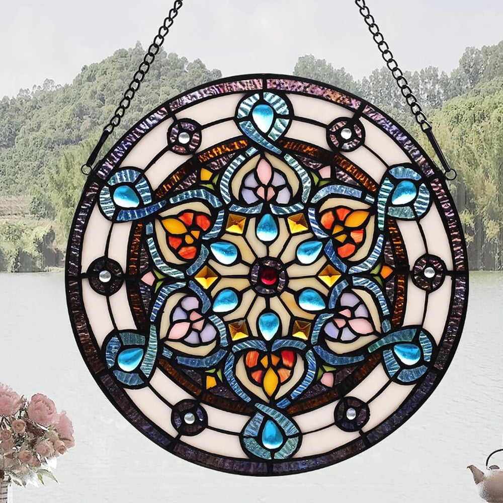 Snowflake Sun Catcher Decoration Stained Glass Window Hanging