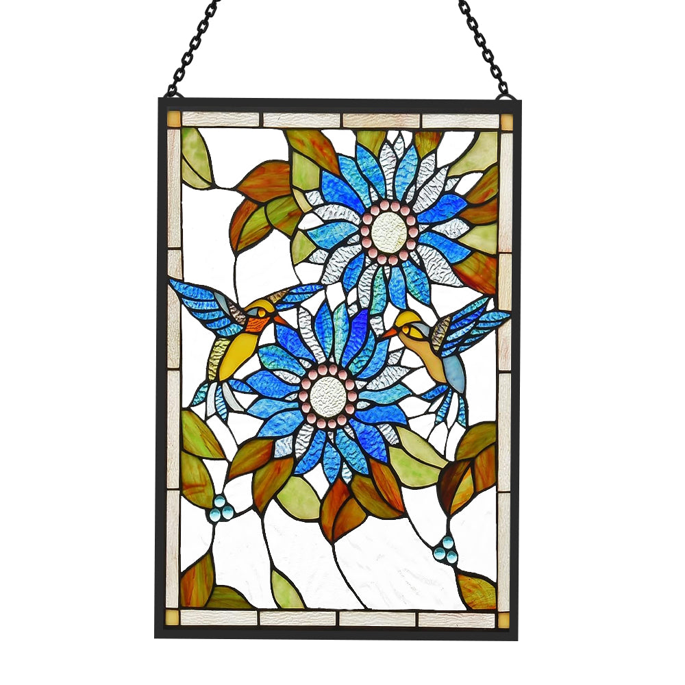 Sunflower and Birds Sun Catcher Decoration Stained Glass Window Hanging