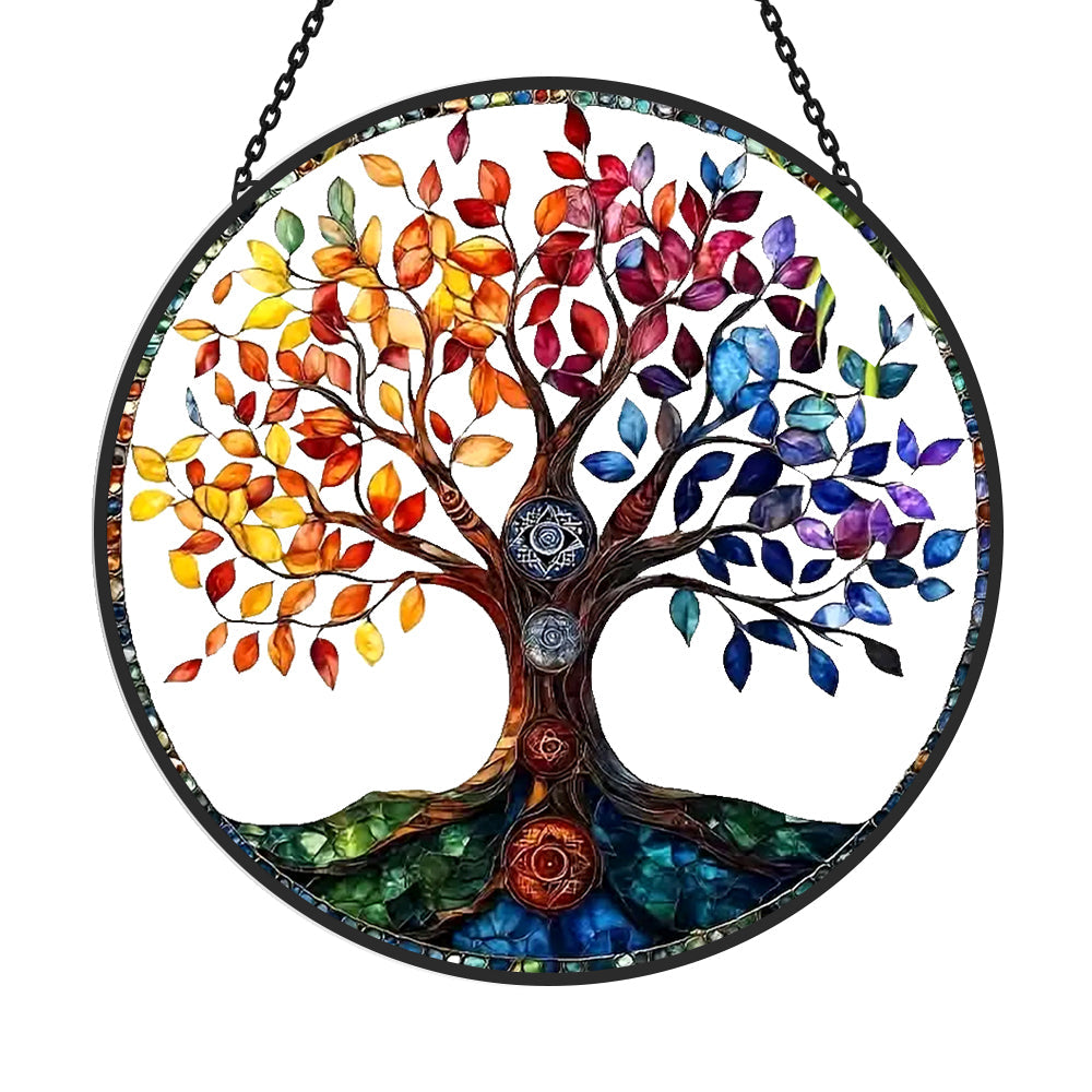 Tree of Life Sun Catcher Decoration Stained Glass Window Hanging